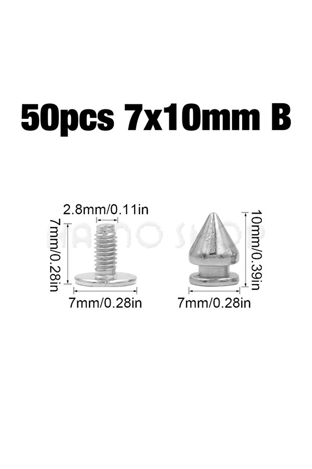 7x10mm B-50pcs 5-50pcs/set Silver Rivets Cone Studs Bullet Spikes Rivets Metal Screwback Studs For C