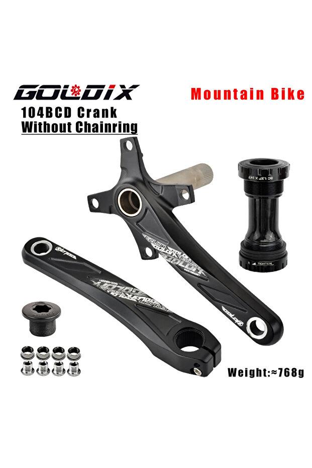 170mm Crank and BB68 GOLDIX 104BCD Wide and Narrow Teeth Bicycle Crankset 170/175mm Crank Round/Oval