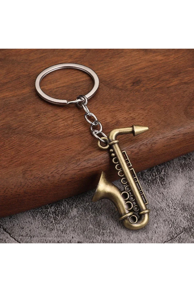 YSK-GuQing-C music small gift men and women keyrings Mini retro musical instrument metal keychain pe