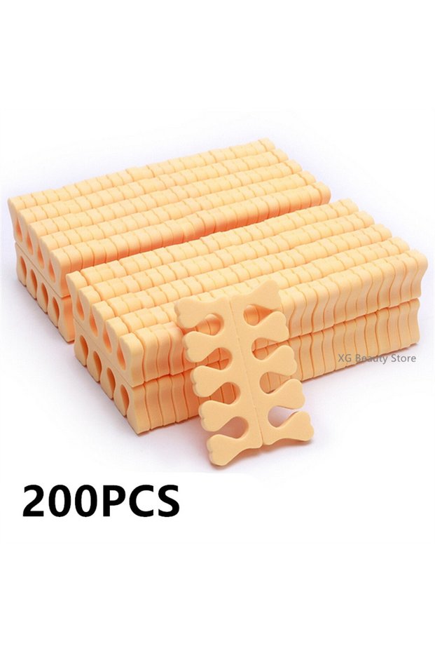 200pcs beige Wholesale 100/200/500pcs Beige Sponge Finger Toe Separators Nail Polish Separators Mani