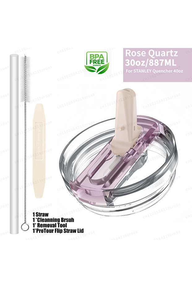 Rose Quartz-30oz 30oz Flip Straw Lid for Stanley Quencher H2.0 Tumbler Leak Proof Lid Replacement No