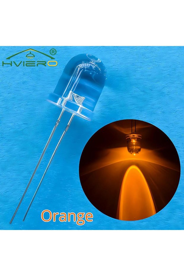 orange 50Pcs 10mm Round Top Super Bright Lamp Beads Clear Emitting Diode LED White Red Green Blue Ye