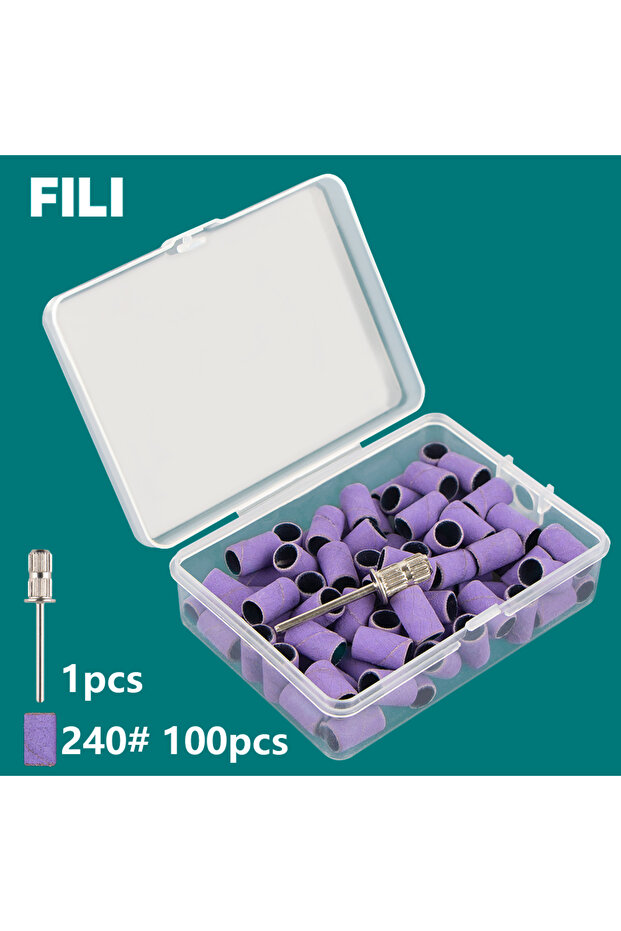 plum 100 Pcs 80# 120# 180# 240# Zebra Sanding Bands Nail Drill Bits For Nail Gel Removal Nail Polish