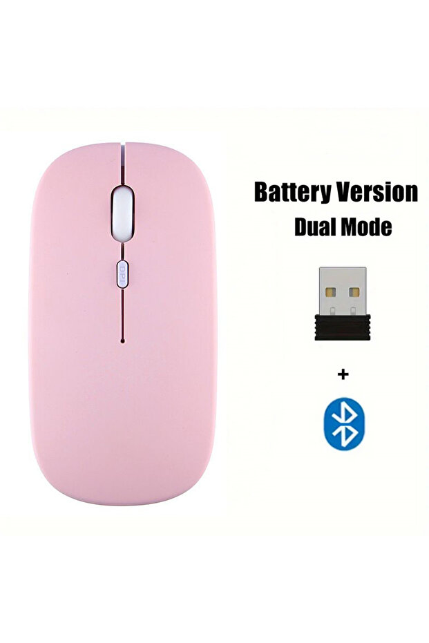 Pink Portable Wireless Mouse Bluetooth-compatible 2.4GHz Dual Modes Computer Mice with Nano Receiver