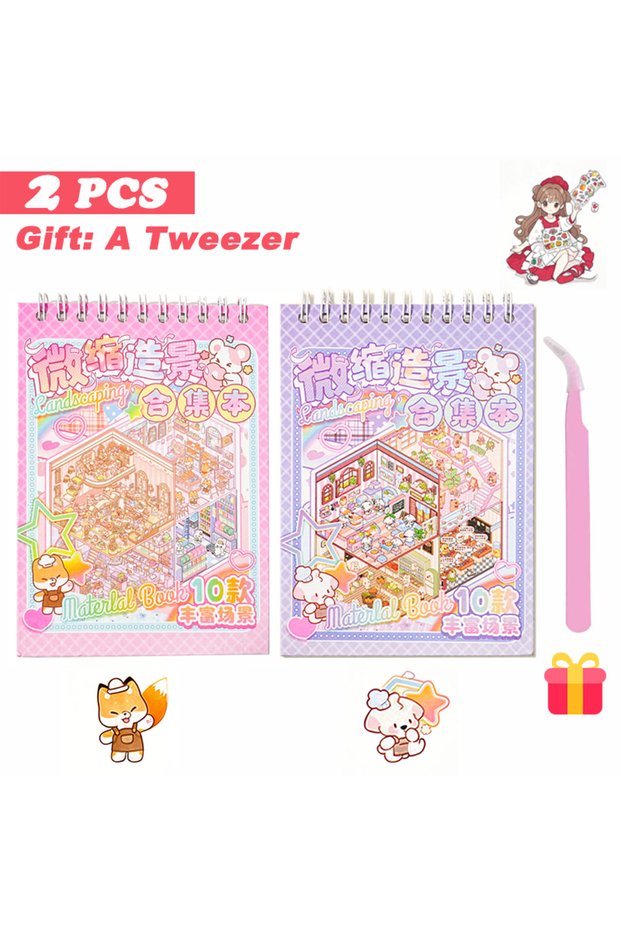 C and D-Tweezer 20Pcs 20in1 3D Cartoon Sticker Book | DIY Scenes Creative Gift for Kids, Portable St