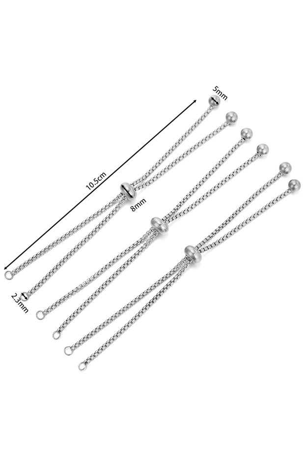 Steel 10.5cm 3pcs/Lot Stainless Steel Slide Bracelets Coulissant Adjustable Chains Bracelet with Be