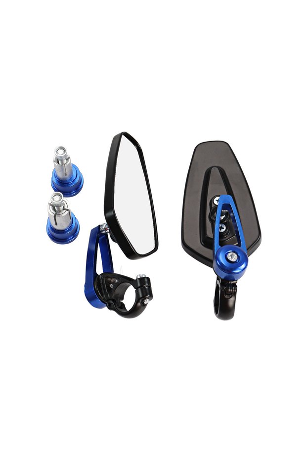 Blue 1 Pair 7/8" 22mm Motorcycle Aluminum Bar End Side Rearview Mirror Universal Motorbike Bike Hand