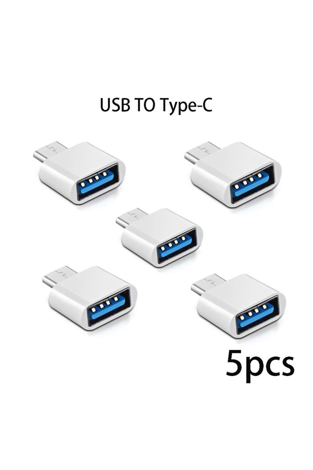 White 5pcs Mini Type-C to USB Adapter 3.0 USB-C Male OTG A Female Data Connector For MacBook ProiP