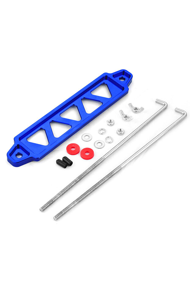 Blue full set 190mm Aluminum Car Battery Tie Down Mount Holder Bracket Brace Bar for Honda Civic EK