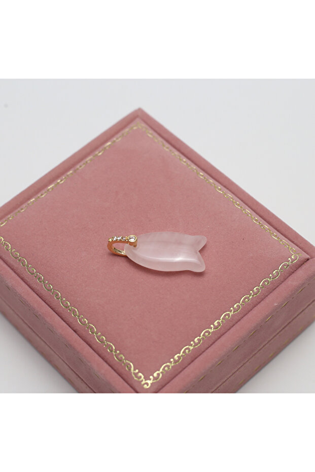 Rose Quartz 3 Pieces Natural Stone Charms Crystal Agate Fish Shaped Pendants for Jewelry Making DIY