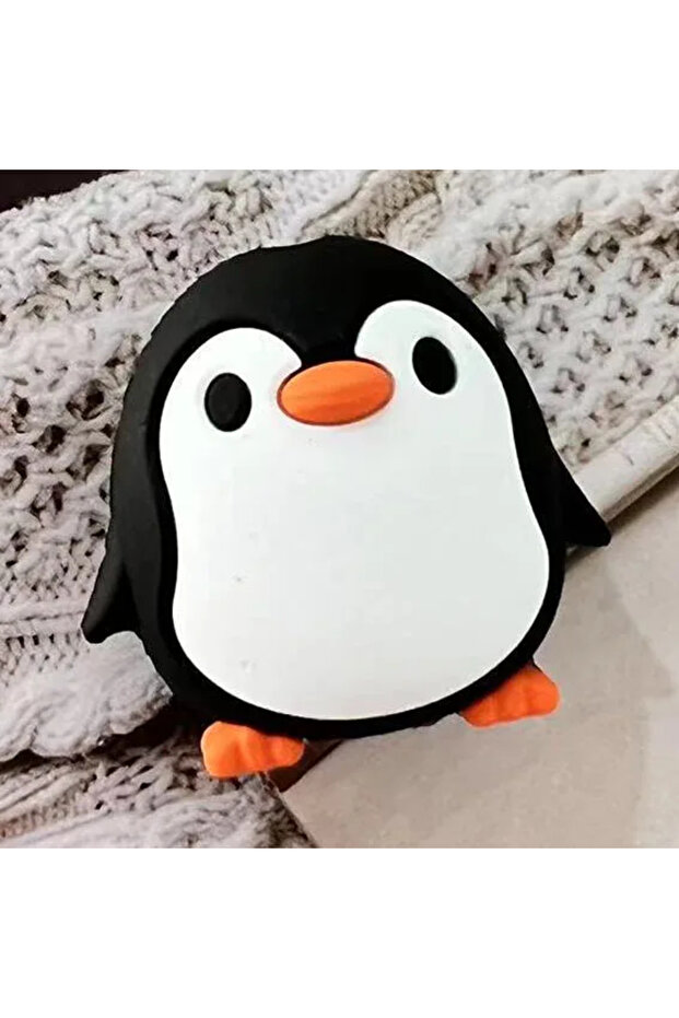 black Penguin Cartoon Cable Protector Cute Charger Protector Cable Winder Organizer Data Line Cord P