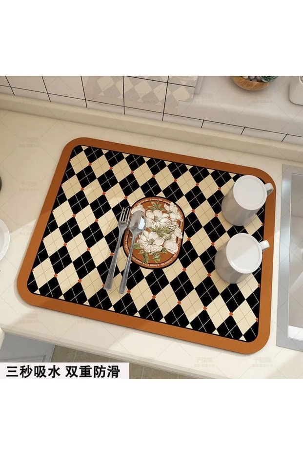 30x20cm Knight of the Rose Drain Pad Rubber Dish Drying Mat Super Absorbent Drainer Mats Tableware B