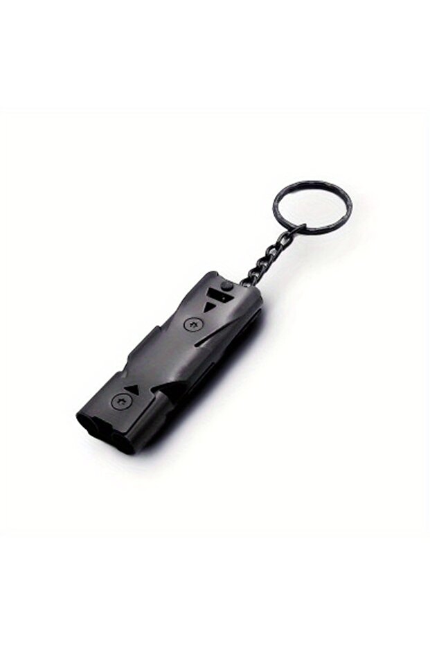 black 1Pcs Stainless Whistle Double Tube Lifesaving Emergency SOS Keychain Whistle Keyring for Survi