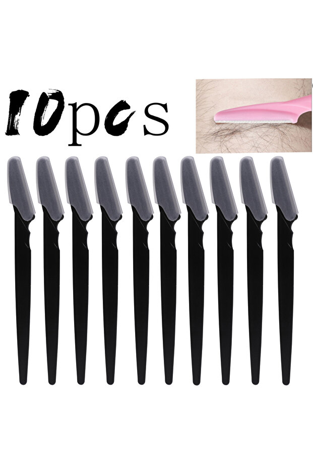 black 10pcs 5pcs/10pcs/20pcs/40pcs Eyebrow Trimmer, Facial Razor, Hair Removal Tool, Anti‑scratch Ey