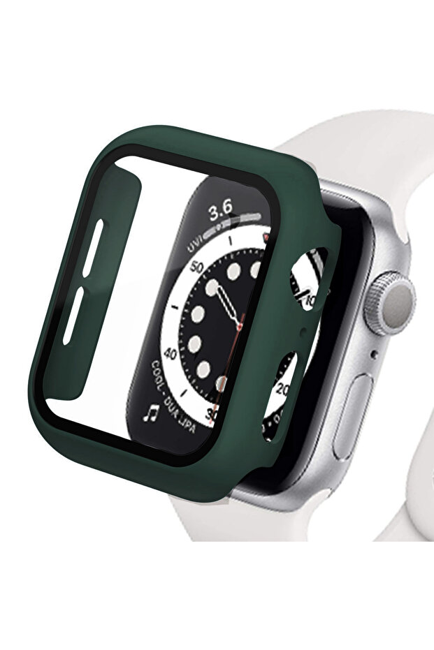 44MM Dark green Glass+Case for Apple Watch Ultra 49mm 45mm 44mm 41mm 40mm Accessories PC Screen Prot