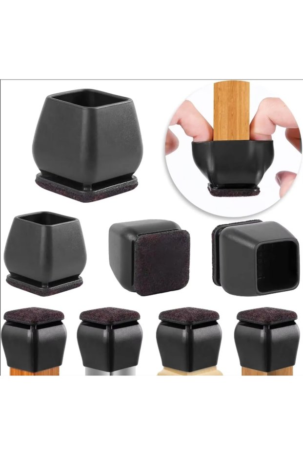 M(20-27mm) 8pcs Chair Leg Floor Protectors Foot Cover Diagonal with Thick Wrap Felt Pads Silicone Fu
