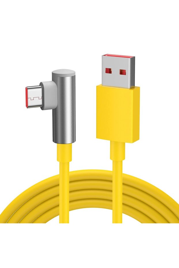 1.8m Yellow 90 Degree Elbow Type C Cable 6A 67W 120W Fast Charging for Redmi Note 11T 12 13 POCO X5