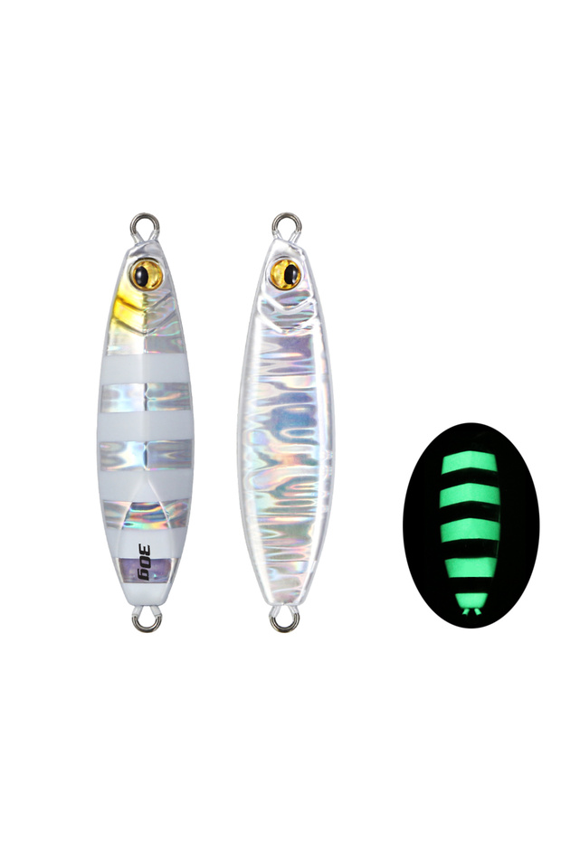 40g Silver Glow JIGGINGPRO Pebble 20g 30g 40g 60g Metal Jig Slow Pitch Jigs Shore Casting Jigging Lu