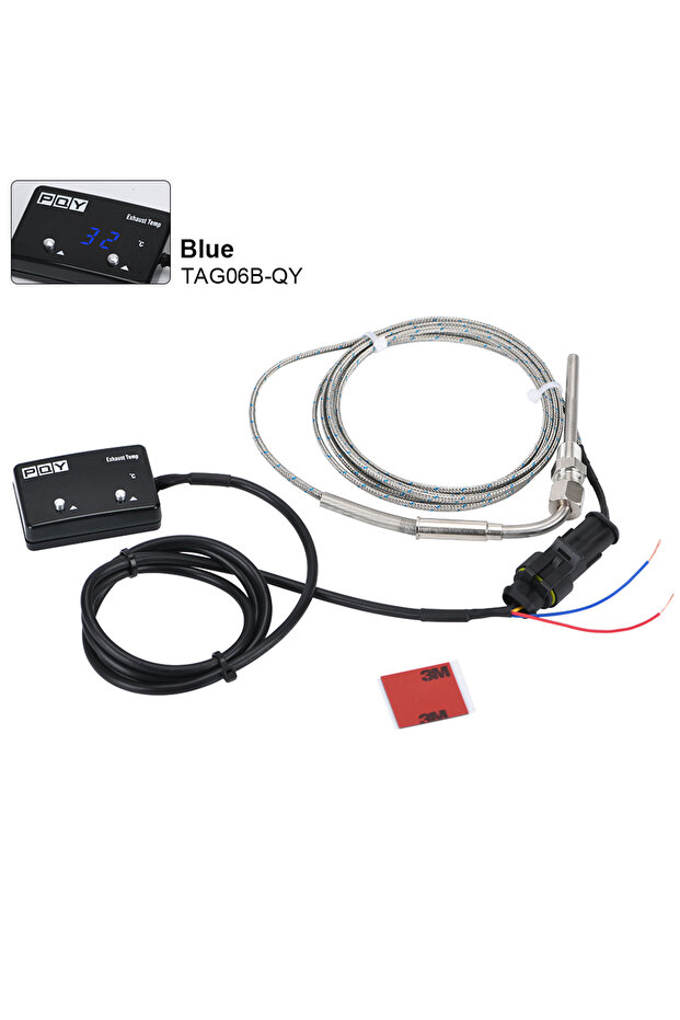 Blue Car Exhaust Temp Gauge Exhaust Gas Meter Digital With Sensor EXT Temperature Meter Turbo for 4W