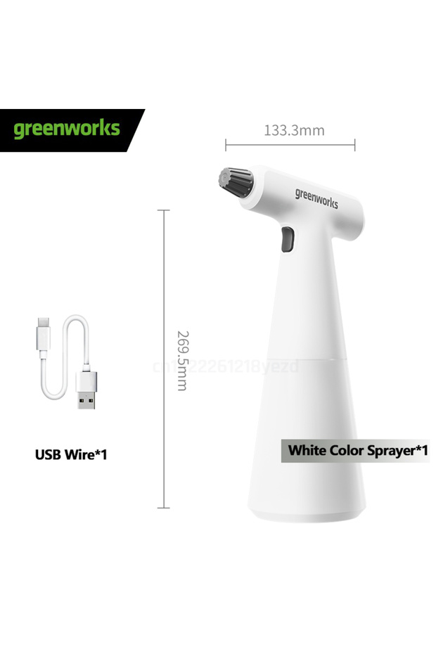 مجموعة بخاخات بيضاء من Greenworks، زجاجة بخاخ كهربائية قابلة لإعادة الشحن تعمل بالبطارية، بخاخ نباتات أوتوماتيكي
