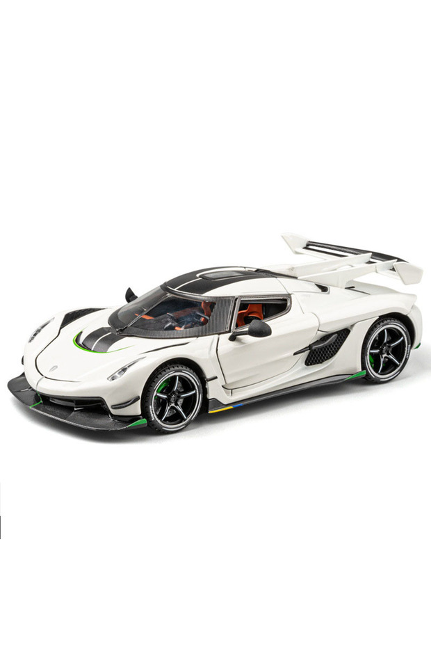 White 1:24 Scale Jesko Sports Cars Models Toys Alloy Diecast Wheel Pull Back Supercar 4 Doors Opened