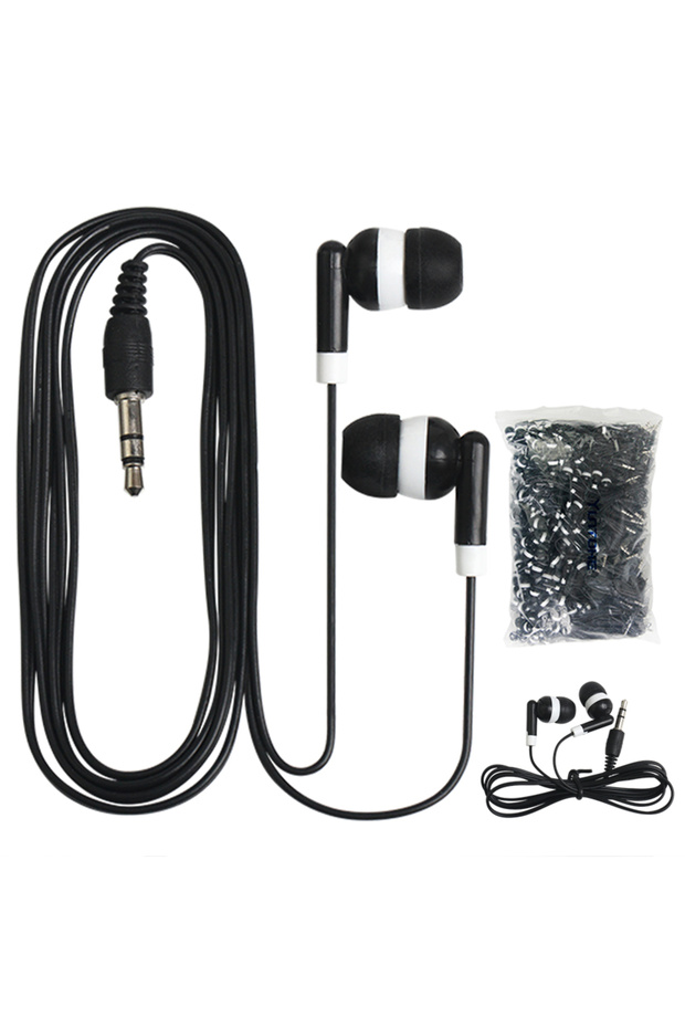 black 100pcs Low Cost Earphones Disposable 3.5MM In Ear Wired Stereo Earphone for Museum School Libr