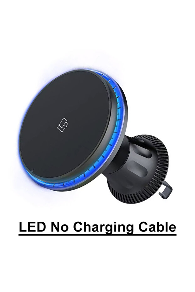 شاحن سيارة لاسلكي مغناطيسي LED بدون كابل مع إضاءة RGB لهواتف آيفون 12 و13 و14 و15 و16 و17 برو ماكس متوافق مع ماك سيف سي