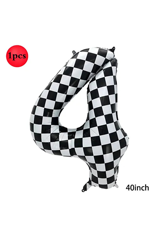 NUMBER 40inch 40 Checkered 4 40Inch Checkered Digital Balloon Large Black and White Number 0-9 Foil
