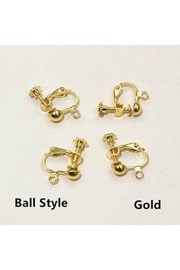 Gold-ball style 10pcs 15x13mm Brass Screw Ear Clip Earring Settings Rotate Pads Findings Base Blank