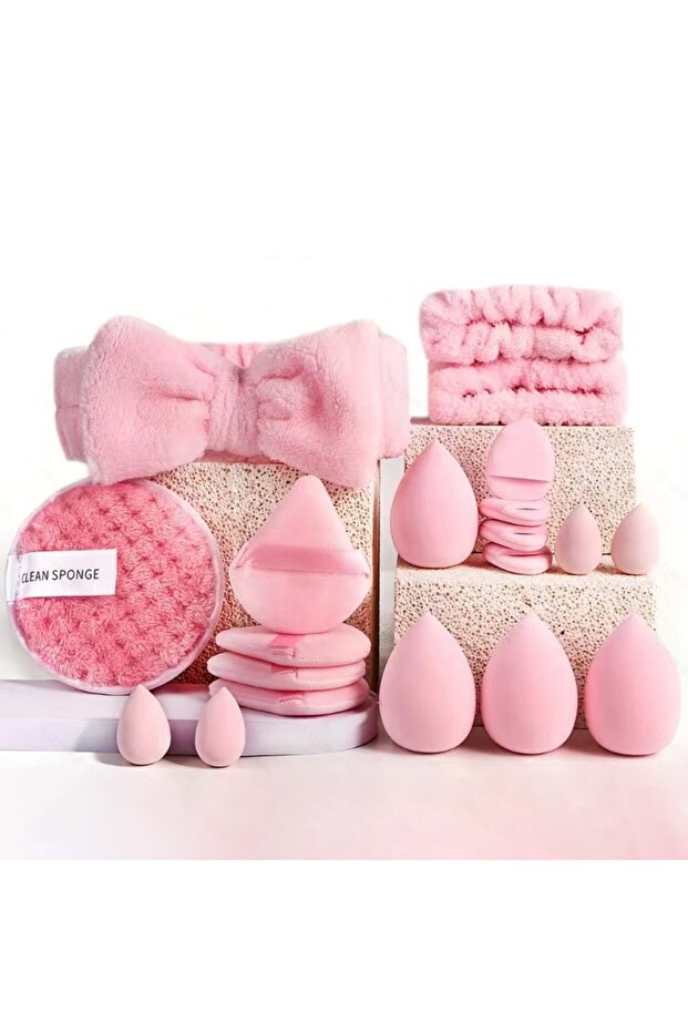 Pink-20pcs Soft 20/40pcs Makeup Tools Kit Headband Wristband Professional Makeup Brush Set Comfortab