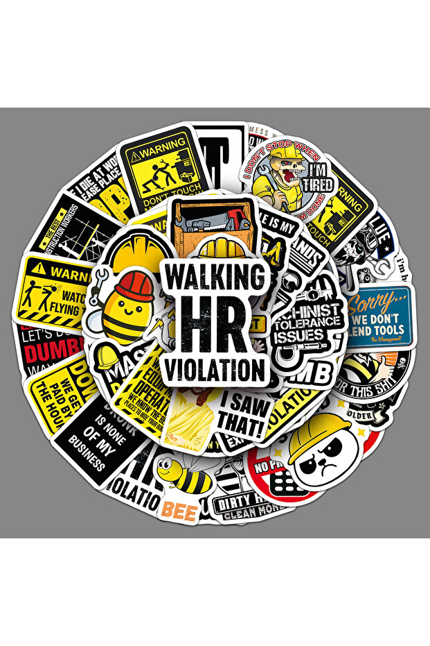 50PCS 50 Pcs Creative Hard Hat Slogan Stickers Outdoor Signage Waterproof Decorative Stickers for La