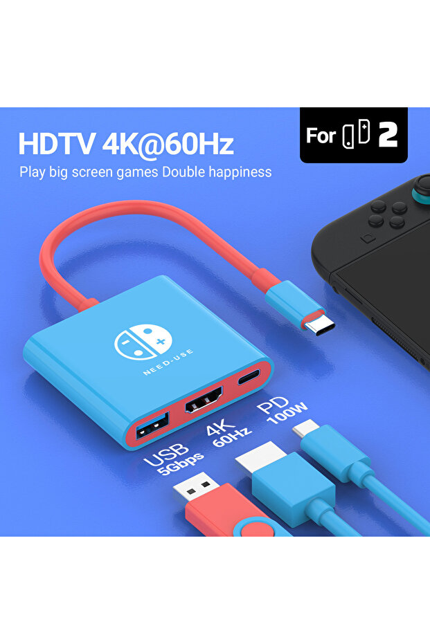 4K60Hz 3-in-1 USB C to HDMI 4K HUB Type C Adapter Thunderbolt 3/4 100W PD USB 3.0 Docking Station fo