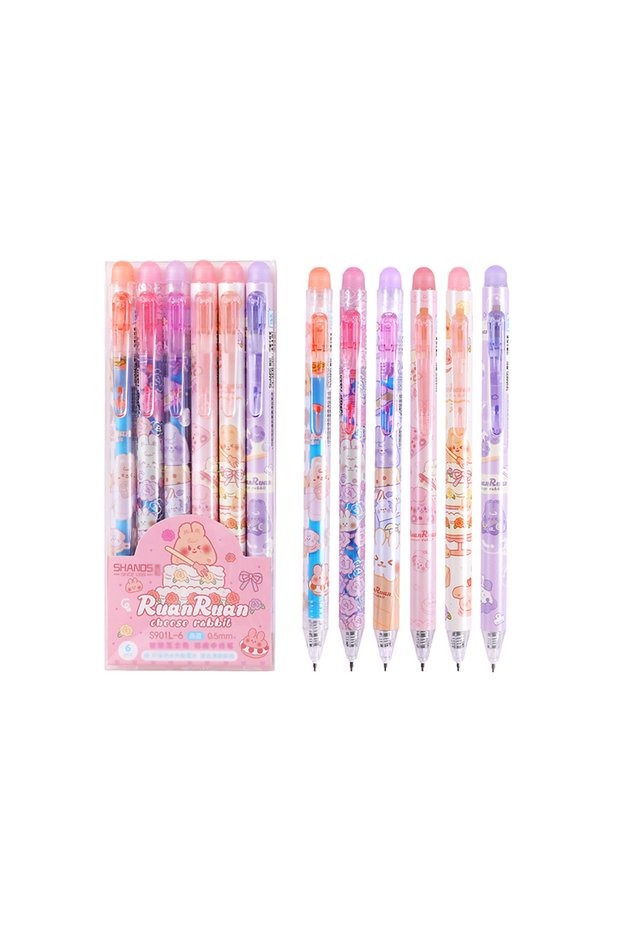 blue 6 pcs Erasable gel pen, 0.5mm blue/black ink pen refill, school office supplies student writing