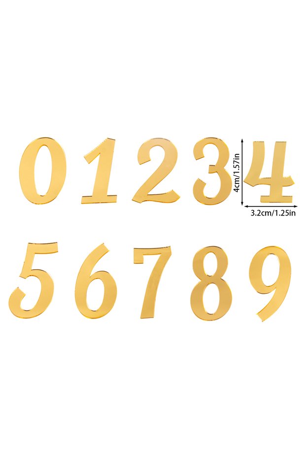 style C Golden Number 0-9 Mirror Acrylic Cake Toppers Birthday Number Cake Decoration For Kids Adult