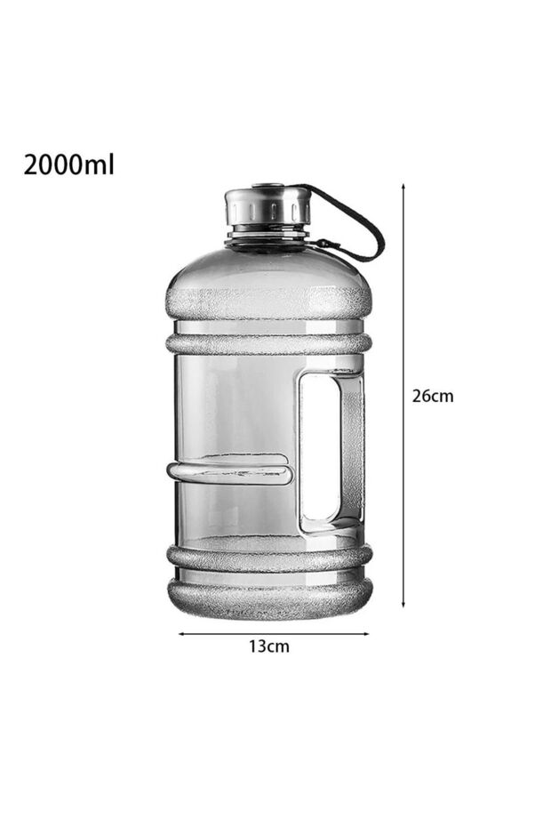 transparent 2L PETG Large Capacity Water Bottle Training Sports Workout Drink Bottle Shaker Bottle W