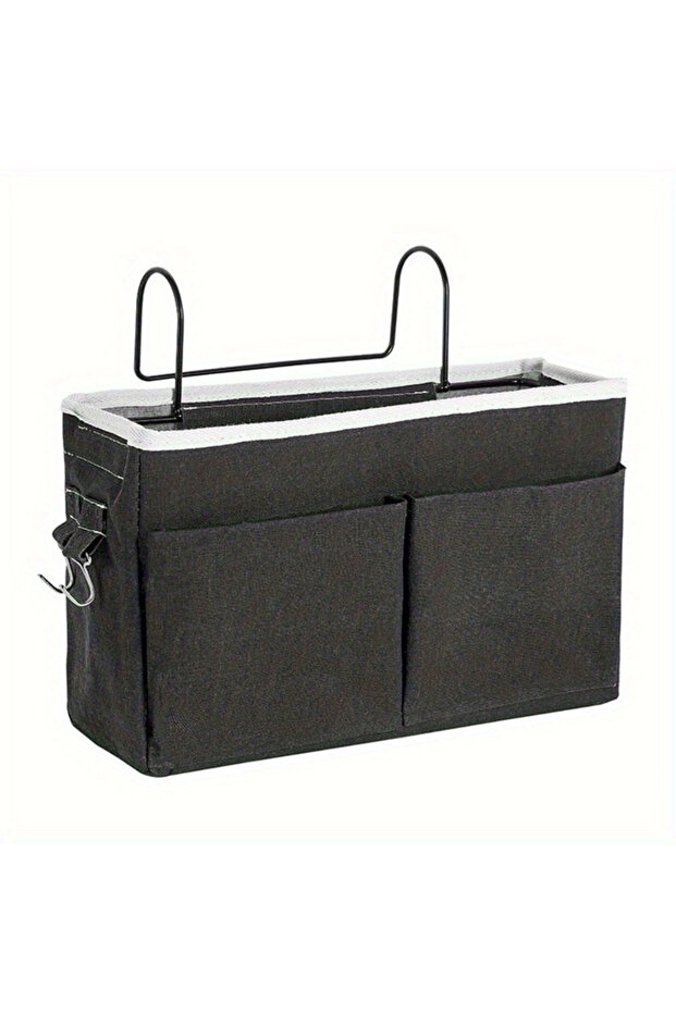 black Dorm Room Storage Hanging Organizer Bags Student Bedside Cotton Linen Hanging Basket Organizer