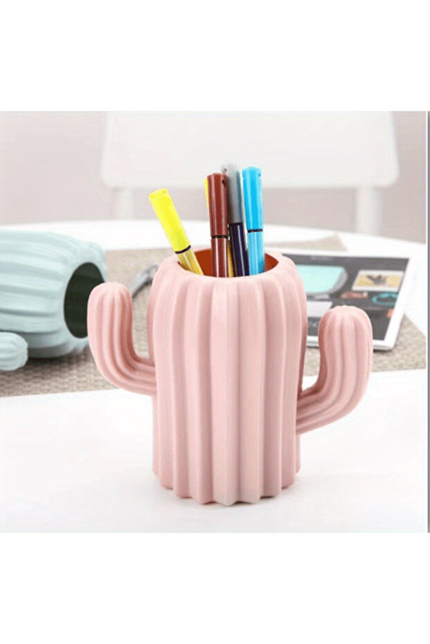 Pink 1pc Cactus Desktop Organizer Pencil Pen Holder, Container Stationery Office Fashion Tool