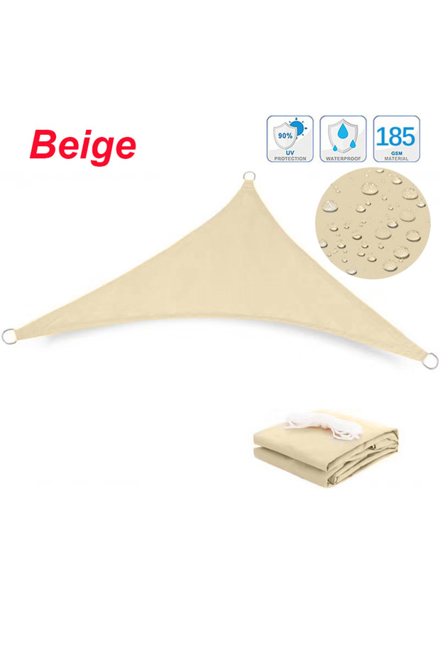 600x600x600cm Beige Multi-size Triangle Sun Shade Sail Waterproof Outdoor Garden Patio Party Sunscre
