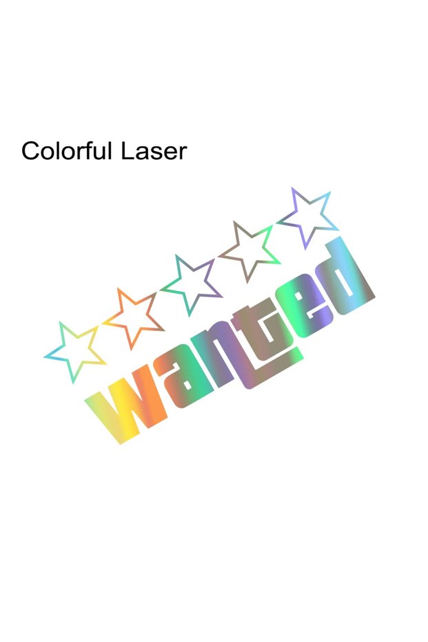 1Pcs 20x9.4cm Colorful Lazer Wanted Reflective Laser Car Funny Stickers Auto Vinyl Film Decals For C