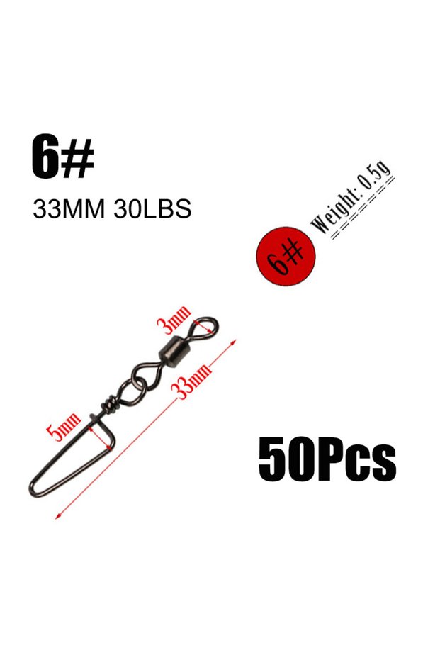 6 Sougayilang 50PCS Pike Fishing Accessories Connector Pin Bearing Rolling Swivel Stainless Steel S.