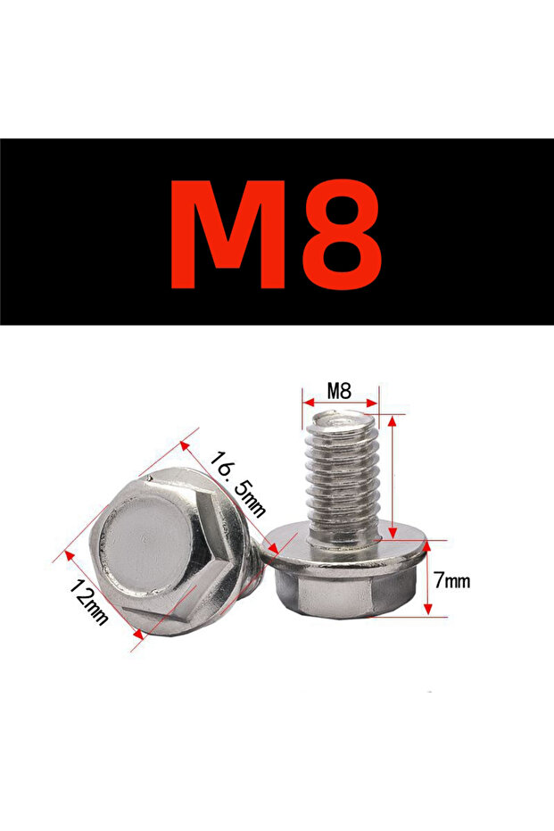 12mm M8-5Pcs 10pcs 304 Stainless Steel Flange Surface Bolts Flat Head Hexagon Screws Bolts M6 M8 for