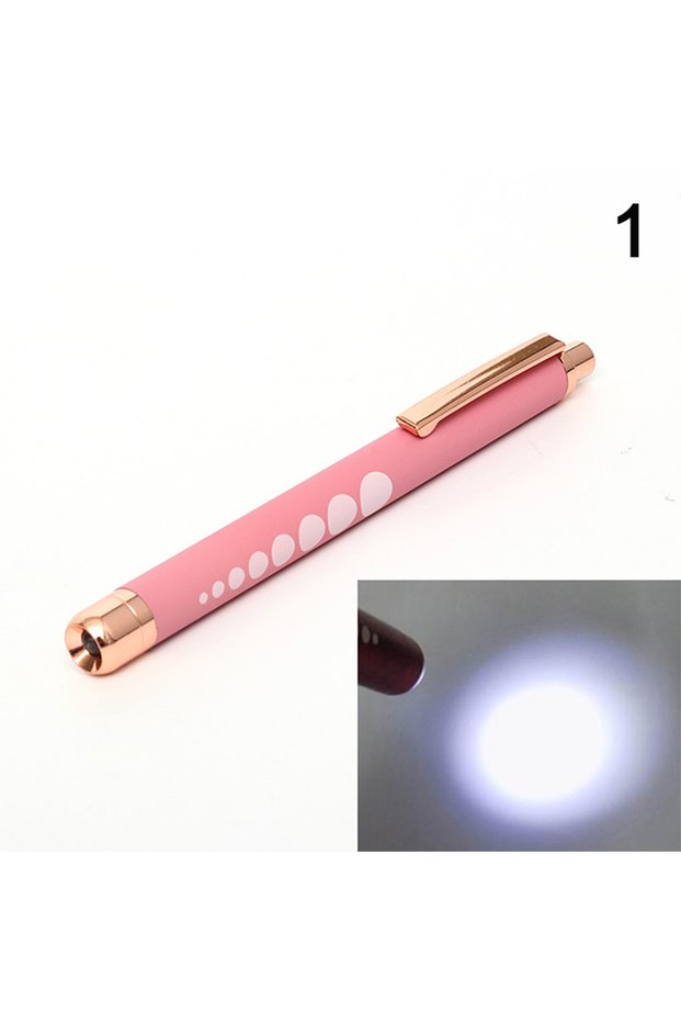 1 Pink ★★★LED Medical Penlight Flashlight With Pupil Gauge Pocket Clip Pen Light For Doctor Nurse Di