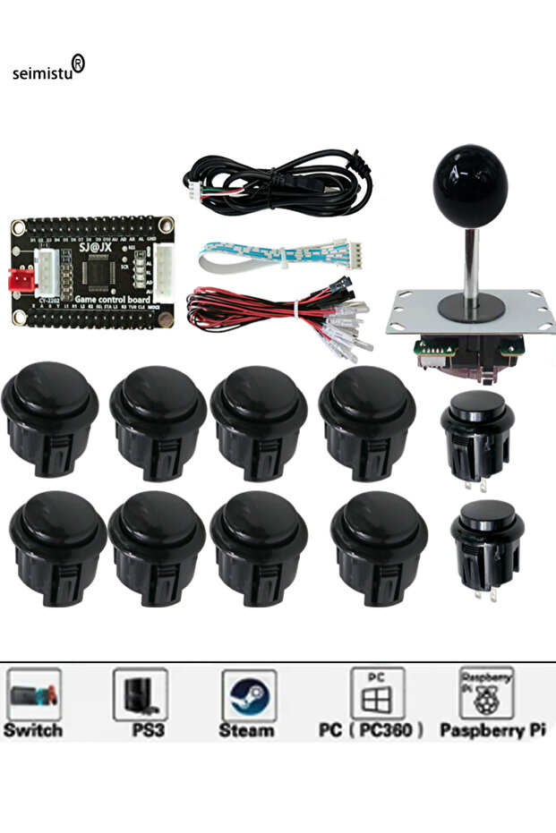 1 لاعب - عصا تحكم أركيد سوداء نسخة Sanwa Neo Geo Arcade Game Diy Kit Raspberry Pi XBOX360 Android