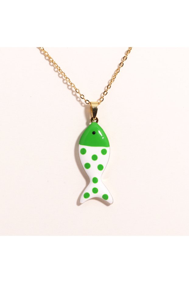 11 Waterproof Cute Colorful Enamel Fish Pendant Necklaces For Women Girls Lovely Stainless Steel Gol
