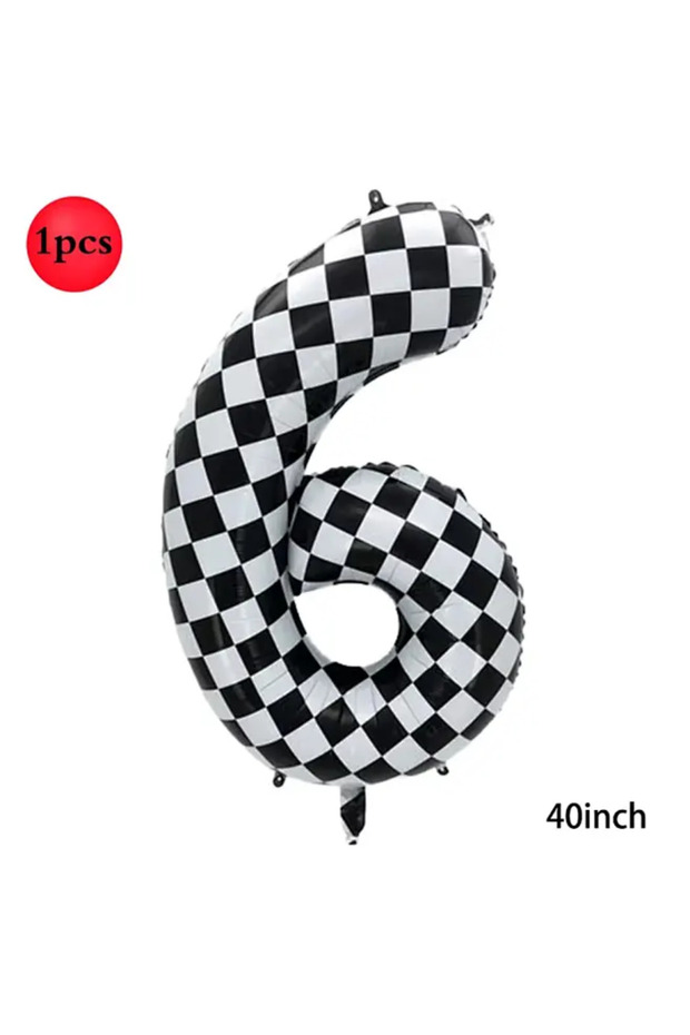 NUMBER 40inch 40 Checkered 6 40Inch Checkered Digital Balloon Large Black and White Number 0-9 Foil
