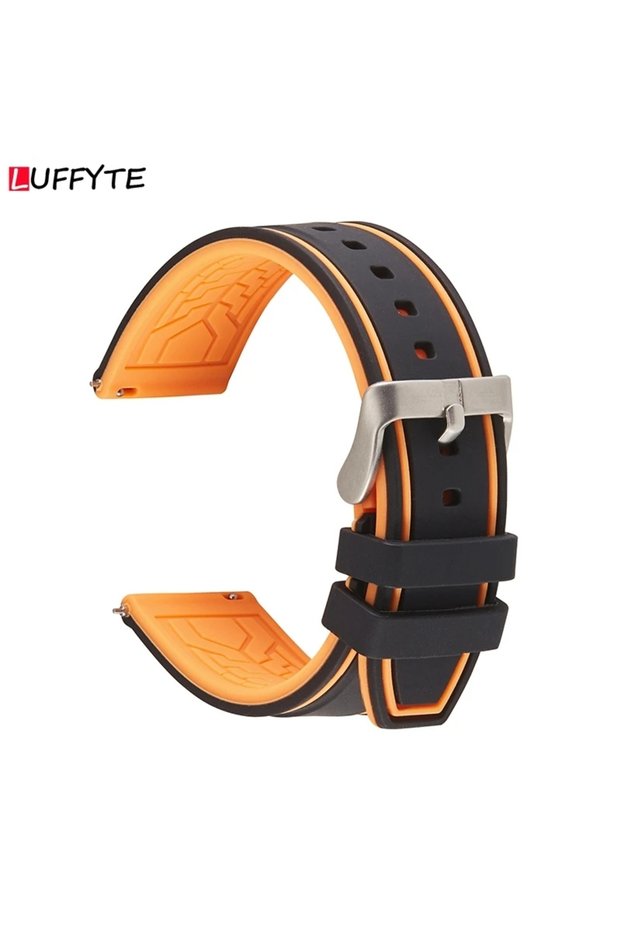 22mm orange Quick Release Watchband 20mm 22mm 24mm Silicone Soft Leisure Watch Straps Bracelet Men W