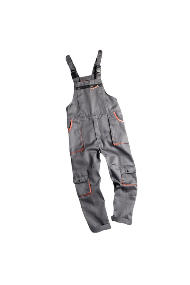 L bib pants New Men's Long-Sleeved Overalls with Zipper Pocket Jumpsuit Fashion Labor Casual Work Cl