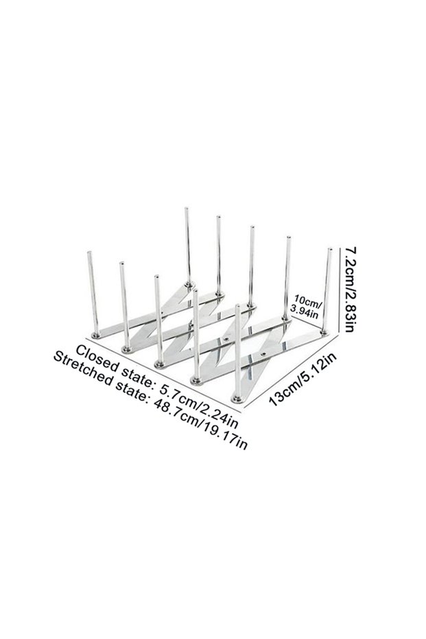 S (New) 1PC Retractable Foldable Pot Lid Rack Stainless Steel Pan Lid Organizer Plate Dish Holder Sh