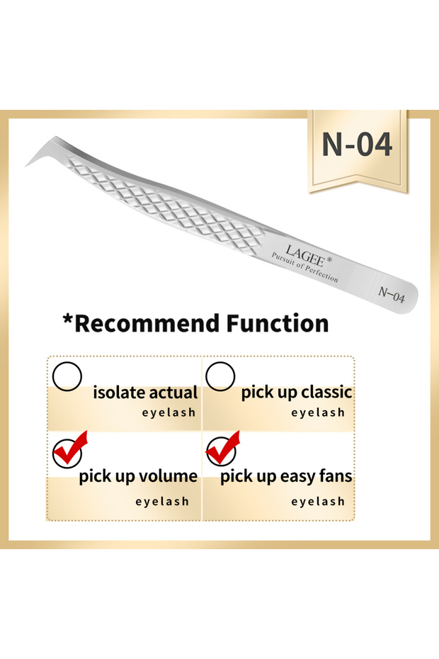 N-04 LAGEE eyelash extension tweezer volume precise luxury diamond grip 420 stainless steel high qua