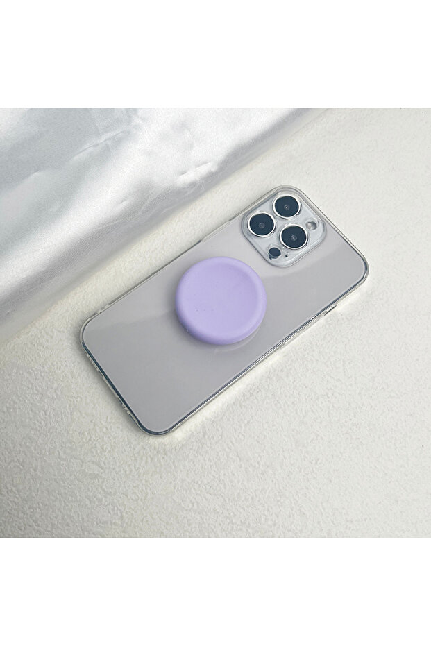 حامل هاتف محمول من السيليكون بلون سادة من PURPLE MACARON بلون السيليكون القابل للسحب والطي على سطح المكتب